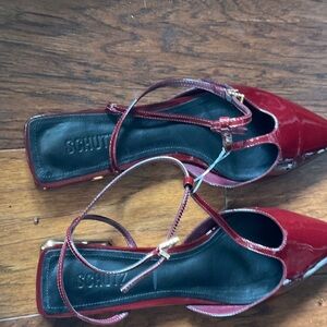 SCHUTZ Burgundy Patent Leather Heels